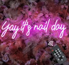 30"X 11? Yay Its Nail Day Neon Sign Large Nails LED Sign Timer Dimmer NailSalon