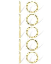 Dainty Small Gold Hoop Earrings for Women Set: 5 Pairs Lightweight 14K Gold