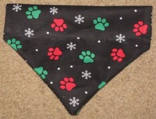 Christmas Snowflakes  Paw Prints Dog Bandana - 5 sizes XS-XL
