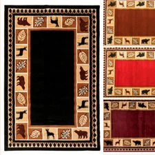 2'x8' Runner Wildlife Bear Moose Rustic Lodge Cabin Carpet Area Rug - 631