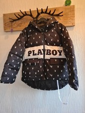 Missguided Playboy Oversized Black Puffa Jacket Coat Size 10