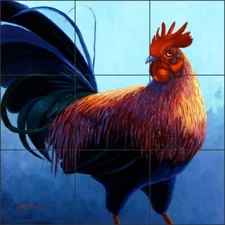 Rooster Tile Backsplash Mikki Senkarik Art Ceramic Mural MSA053