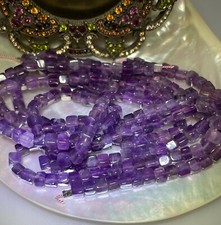 40" Strand Natural Amethyst Cube Beads 4mm