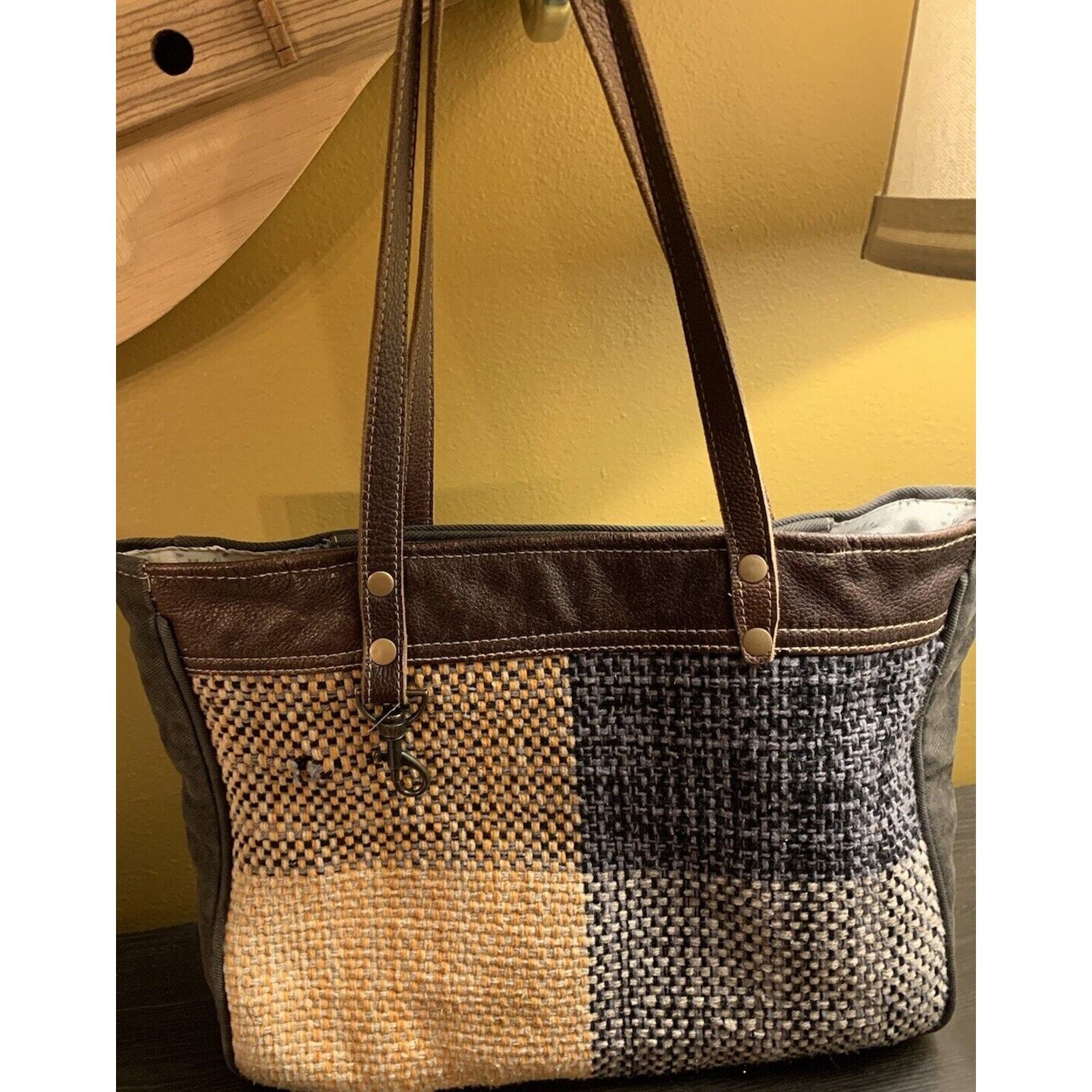 Myra Bag Shoulder Bag Canvas Leather Cotton Double Handle Key Boho