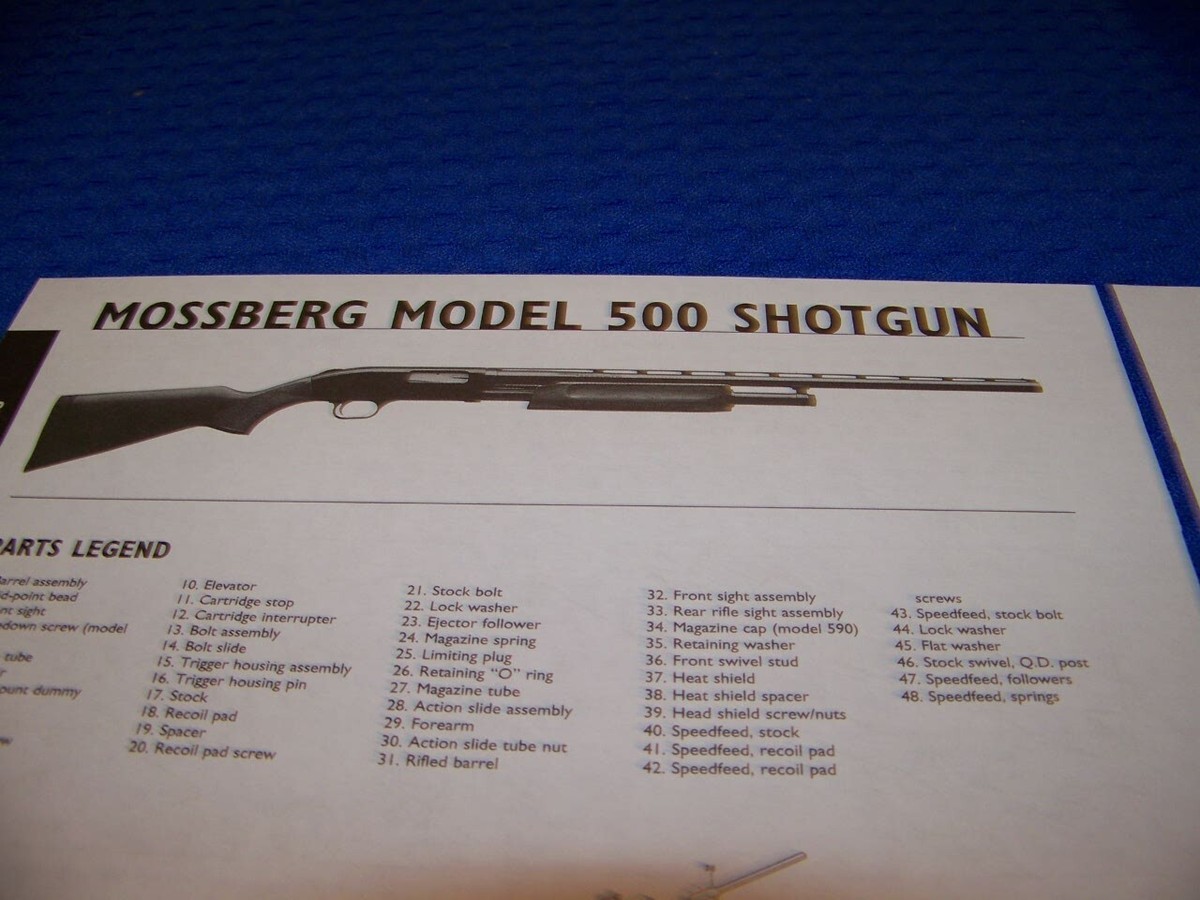 MOSSBERG MODEL 500 SHOTGUN..LEGEND/EXPLODED VIEW/DISASSEMBLY