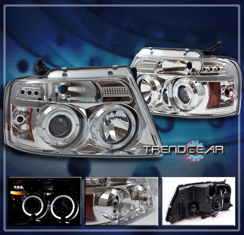 2004-2008 FORD F-150 DUAL HALO LED PROJECTOR HEADLIGHT LAMP CLEAR 2005 ...