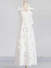 Sexy Womens White Dress Flower Evening Party Splicing Backless Long Party Dress