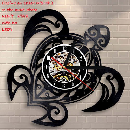 Sea Turtle vinyl record wall clock w/wo LED back light ocean tattoo t shirt art - Picture 3 of 8