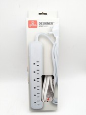 Globe - Designer Series 6ft 6-Outlet Power Strip - Fabric Covered - White