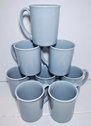 Corning Light Blue Country Blue Lily Coffee Tea Cup Mugs Set of 8 Vintage 