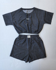 Dazy Women's Short Sleeve Crop Top and Shorts Gray Size LARGE