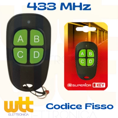 TELECOMANDO 433MHz UNIVERSALE 4 CANALI KEY SUPERIOR PER CANCELLO AUTOMATICO