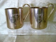 Set of 2 Vintage Smirnoff Moscow Mule  Metal Copper Mugs Vodka Hong Kong