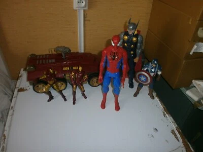 Lot MARVEL HASBRO IRON MAN BATTLE HEADQUARTERS SPIDERMAN THOR CAPTAIN AMERICA - Photo 1/4