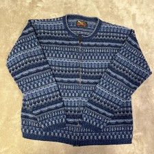 Vintage ALPS Zip Cardigan Sweater Blue USA Made L