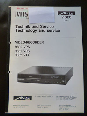 Original Service Manual  Metz Video Recorder 9830 VPS 9831 VPS 9832 VTT