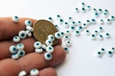 6mm White Evil Eye Beads - 60 Pcs Real Glass Evil Eye Beads From Turkey -NAZAR