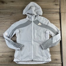 Adidas Adizero Jacket Small Grey Womens Full Zip Hooded Running Used GT9742 30