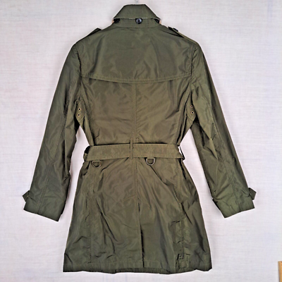 Burberry Brit Trench Coat UK8 Olive Green Double Breasted Balmoral