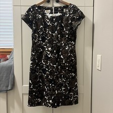 Talbots Vintage Brown and Black Rose Floral Cotton, And Spandex￼ Dress-Size 12-