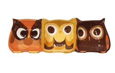 3 Owl Divided Dish Tray Relish Veggies Server Earth-Toned Colors Mesa Home