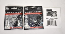 Lock Laces Elastic No Tie Shoelaces Gray/Navy 2 Pack Universal Fit One Size