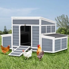 56" Outdoor Chicken Coop, Large Wooden Chicken Hutch Cage with 6 Nesting Boxes
