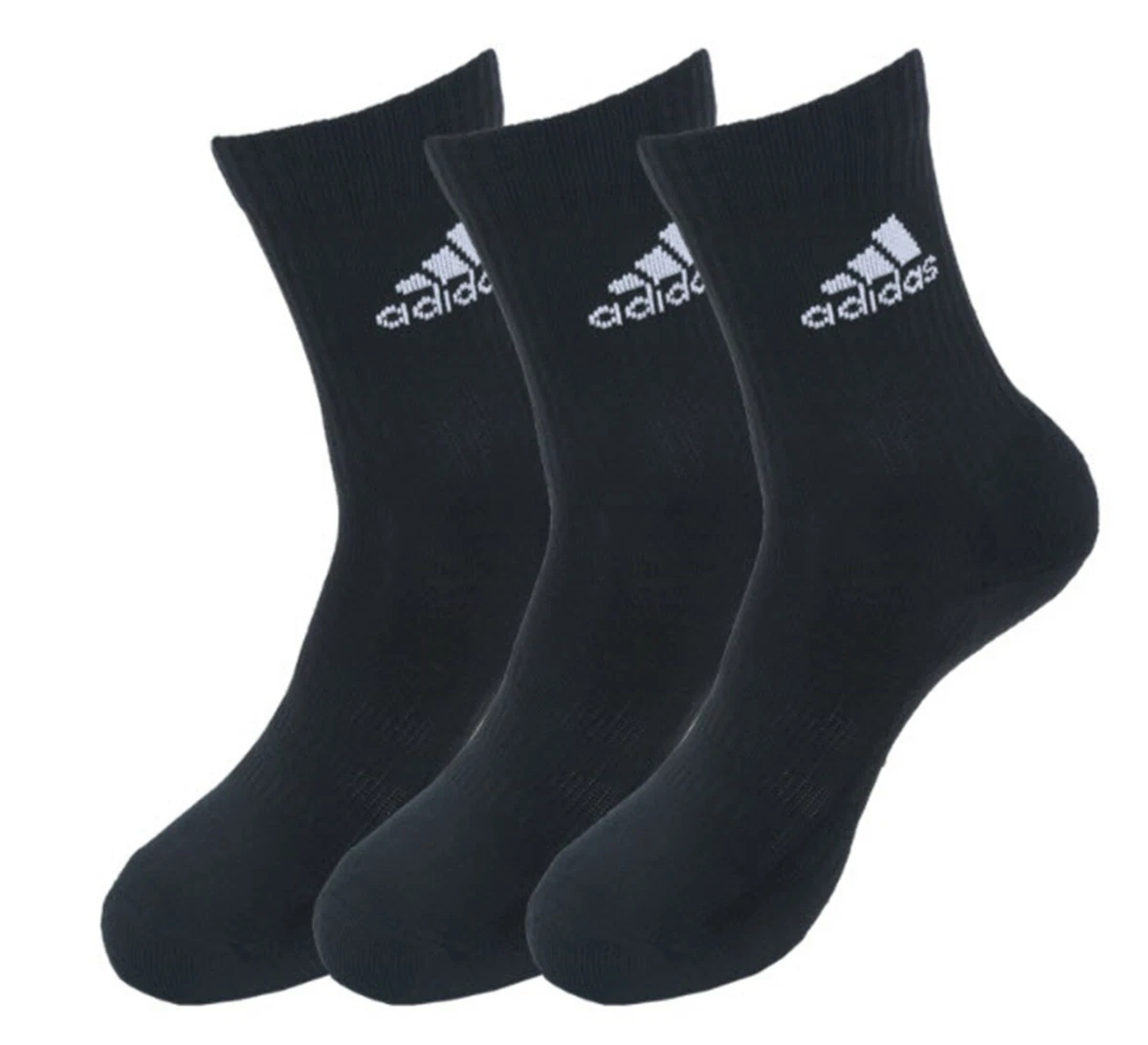 Adidas Men Cushioned Crew 3 Pairs Socks Black 3PP Running Casual