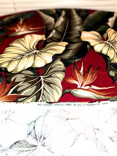 Big Kahuna Fabrics "bird of paradise" Hawaiian florals Burgundy bark 3 yards - Picture 4 of 24