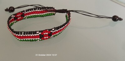 Kenia Flagge Perlen Armband, HARIASTAMP. Zugschnur Typ, passt mindestens 16cm