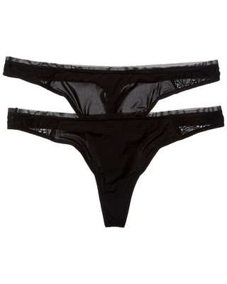 Lively 2Pk The Palm Lace Thong Women's Black Xxxl