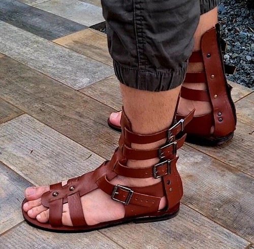 Authentic Handmade Leather Men Gladiator Sandal, LEATHER SOLE Men Summer  Shoes | eBay