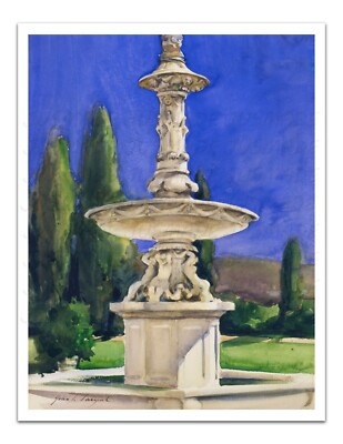 John Singer Sargent MARBLE FOUNTAIN (1907) Vintage Painting 22x17'' Art Print