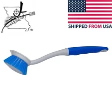Plastic Bristle Scrub Brush Cleaning Dishwashing, Scraping Edge, Grip Handle