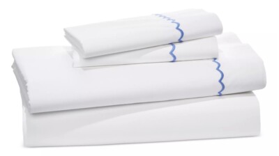 Sferra Astrid 4300 Queen 4 Piece Sheet Set Azure / White New