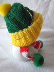 GIFTCO 1987 SNOW BELLS Porcelain Christmas Ornament w/ Knit Accesories Snowman — photo 7