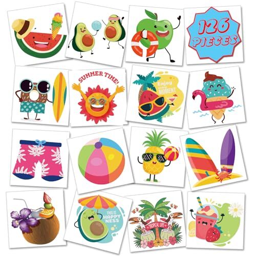 20 Blätter Temporäre Tattoos Hawaii – Kinder Tattoo-Aufkleber Für Sommer & Poolparty