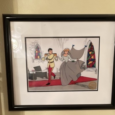 Disney Cinderella Animation Art Cel Framed Prince Charming Official Seal