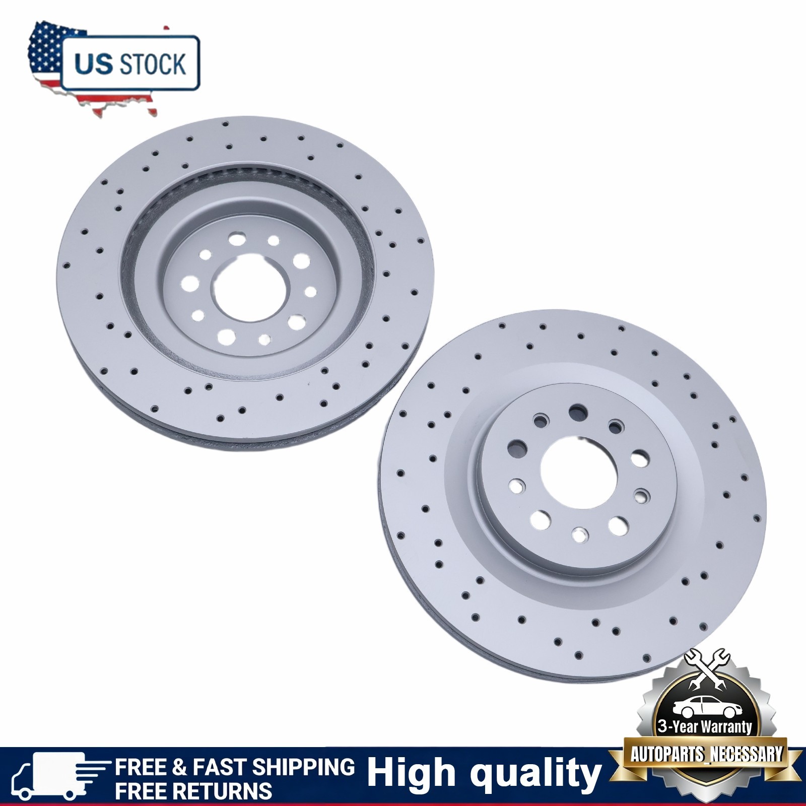 2x High-Quality Rear Brake Rotors For Maserati Ghibli Quattroporte 2017-2021