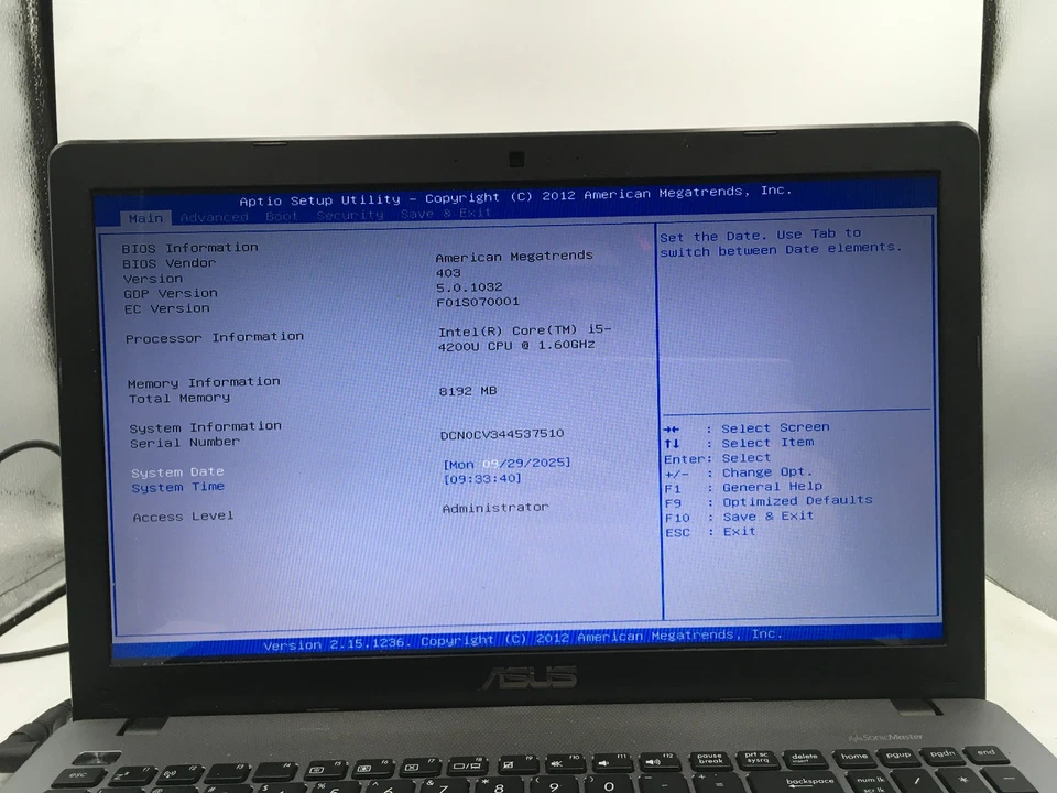 ASUS R510LA-RS51 - BOOTS TO BIOS - INTEL I5 4200U - 8GB RAM - NO OS - READ - BB - Image 2 of 4