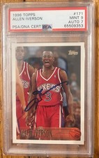 1996-97 Topps Allen Iverson #171 RC Autographed Rookie Card ROY PSA 9 Auto. rookie card picture