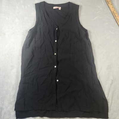 Fresh Produce Sz M Black Button Up Sleeveless Top Coastal Grandma Resortwear