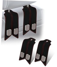 2Pcs Car Headrest Hooks with Premium Leather, Upgraded Classic Black 2Pcs