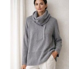 Autumn Cashmere Cowl Neck Cashmere Sweater Gray Size S