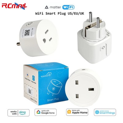 Matter over WiFi Smart Plug Home Kit Alexa Google Remote Control Timer EU US UK