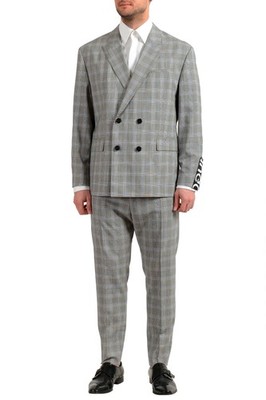 Hugo Boss Men's ''Ilan/Farlys192F1'' 100% Wool Plaid Double Breasted Suit