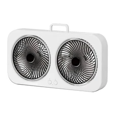 .Black Tabletop Dual Fan USB Rechargeable Silent Air Circulation Fan With