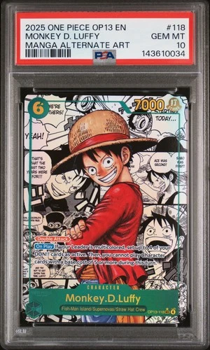 2025 ONE PIECE MANGA ALTERNATE ART OP13-118 MONKEY D. LUFFY PSA 10