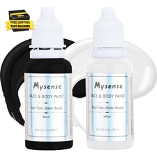 Black and White Face Body Paint Set,Water Based Washable Face Paint,Non-Toxic Cr