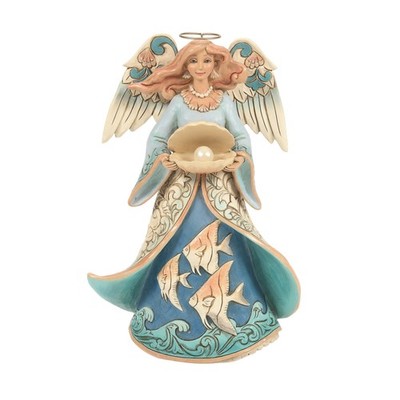 Enesco Jim Shore Heartwood Creek Coastal Angel Holding a Shell Figurine 7.87 In.